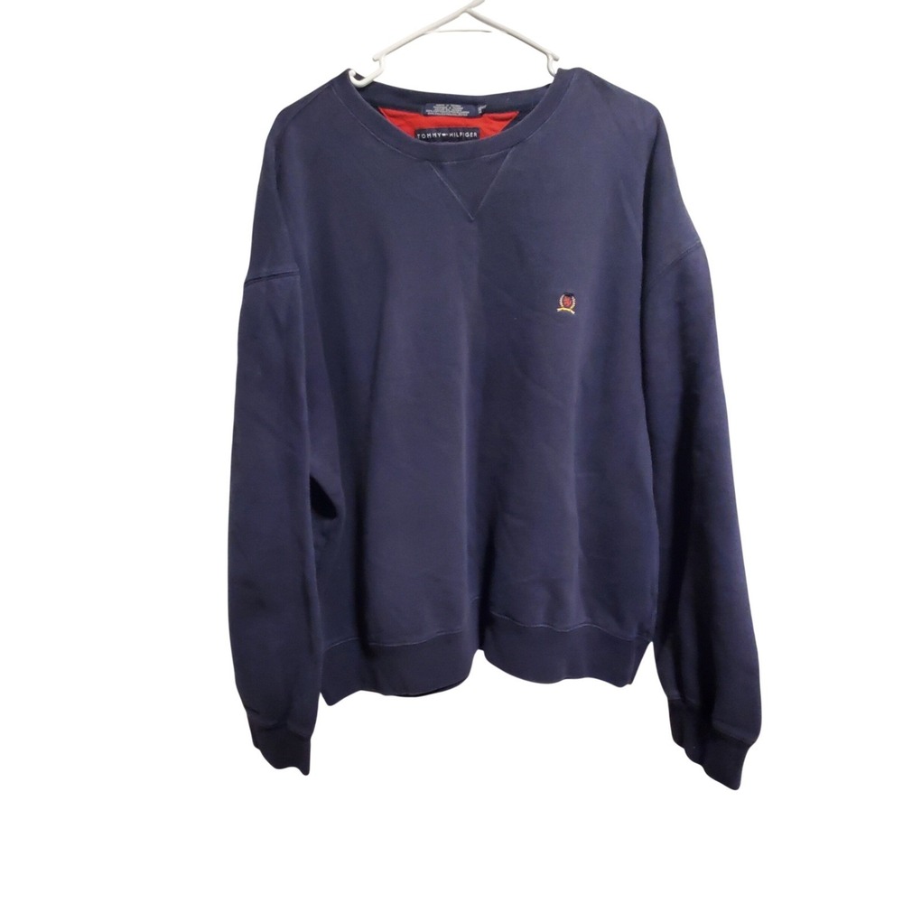 Tommy Hilfiger Vintage Navy Blue Crest Logo Crewneck Sweatshirt XXL Mens